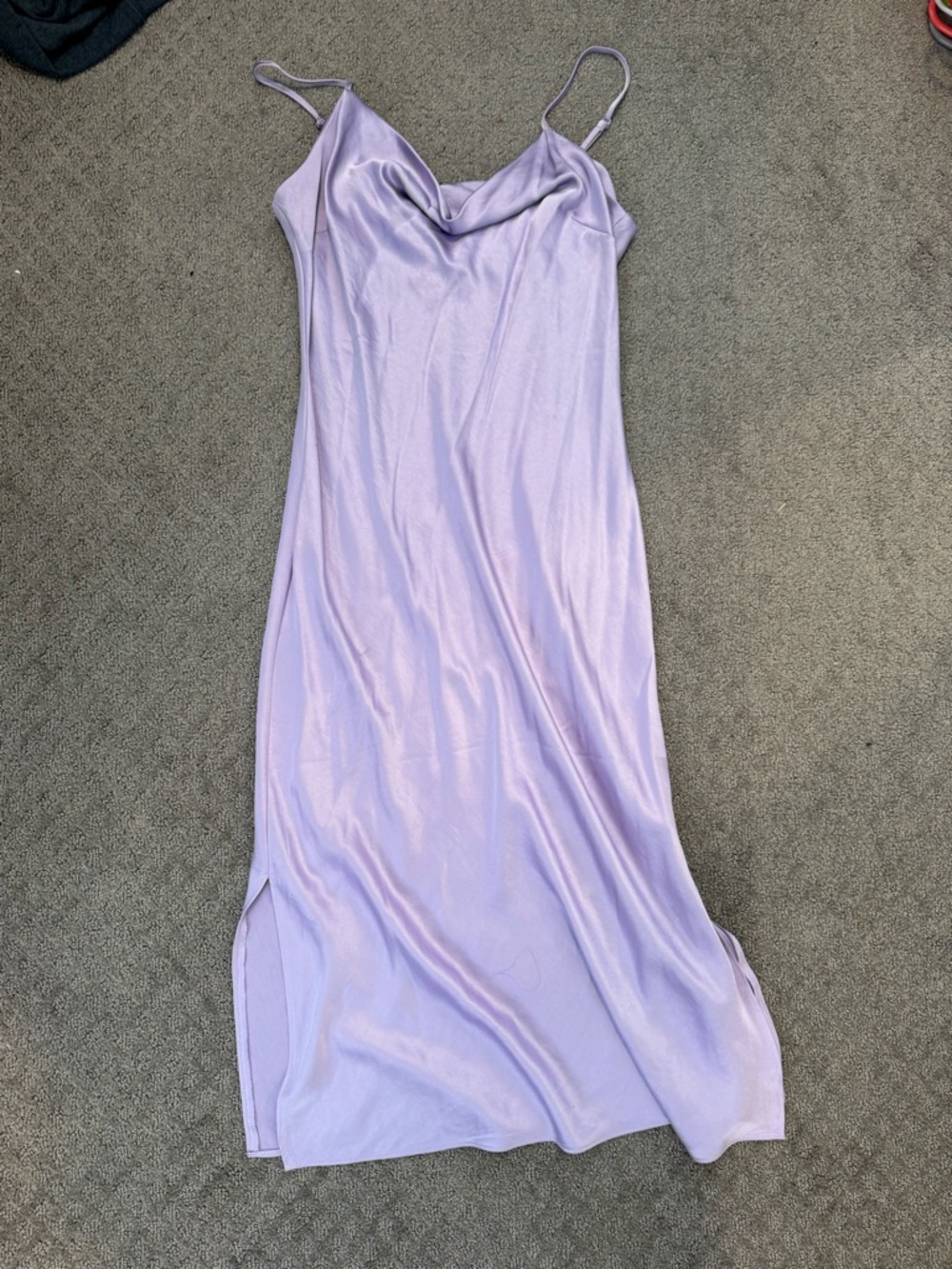 Express Lavender Satin Cowl Slip Dress